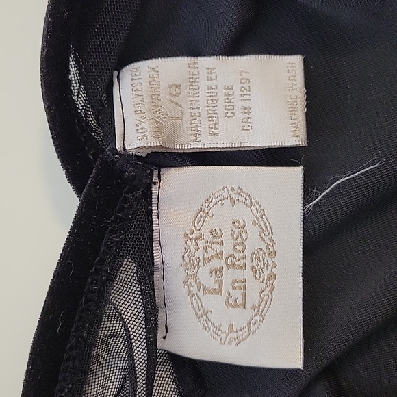 CLOSET CLEAROUT $10 | La Vie En Rose | Mess and velvet bodysuit | Size large - Picture 3 of 5